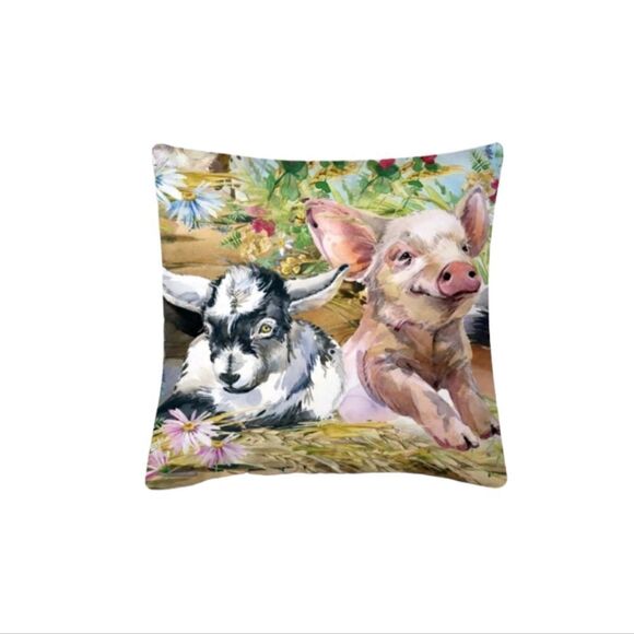 Baby Pig and Goat Pillow Cover - Picture 5 of 5
